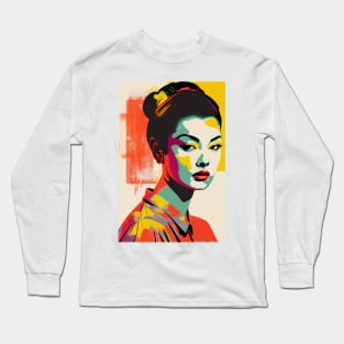 Vintage asian woman in pop-art style Long Sleeve T-Shirt